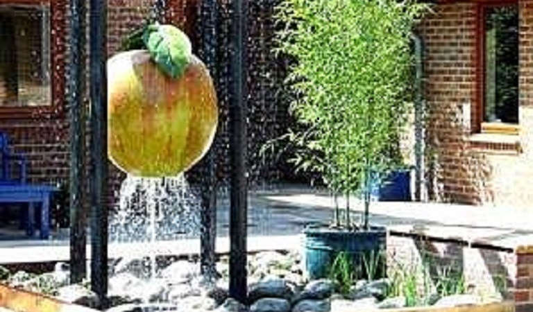 Bespoke water feature design for hospice sensory garden by Naiad Pond Services