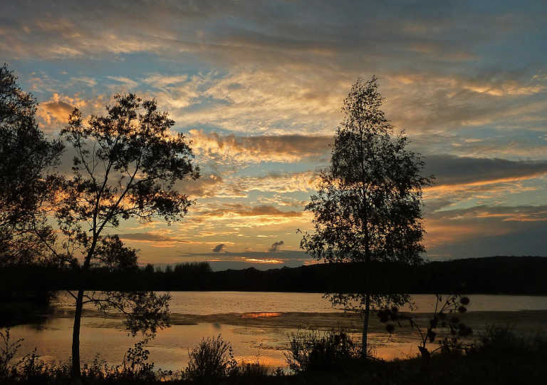 Sunset over lake
